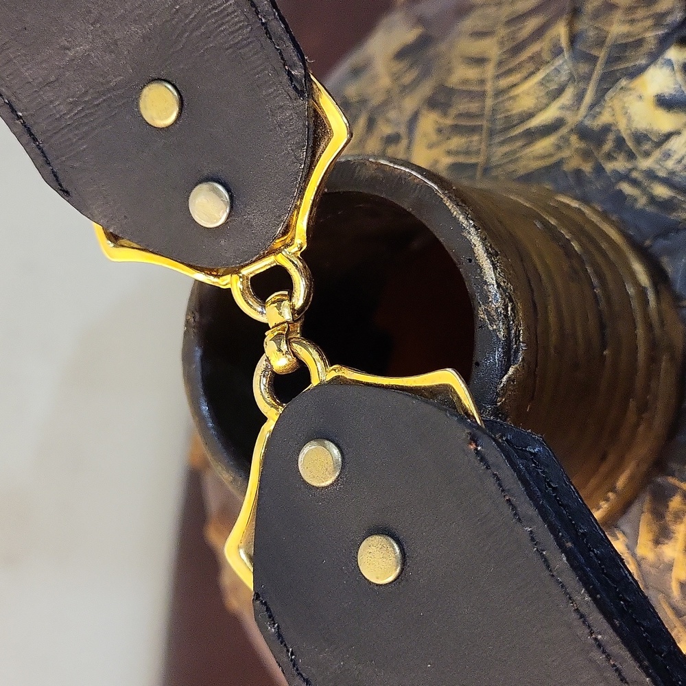 Vintage Suede Statement Belt with Gold-Tone Metal Clasps - Picture 5 of 12